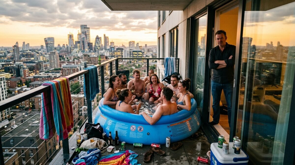 I Came Home To Find 15 Strangers Swimming In An Inflatable Pool On Our 14th-Floor Balcony Because My Roommate Sold Tickets On Community Apps