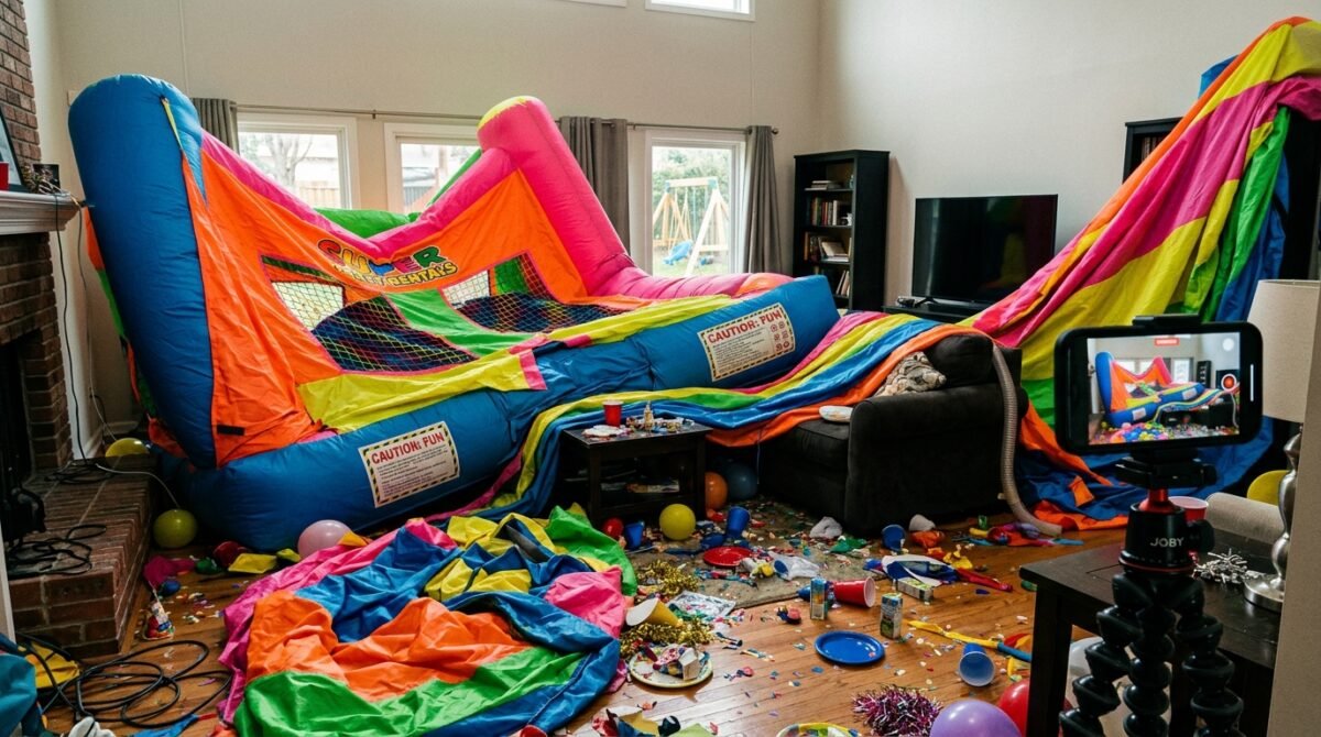 I Came Home To Find Our Entire Living Room Converted Into A Paid TikTok Moonbounce, So I Called The Landlord