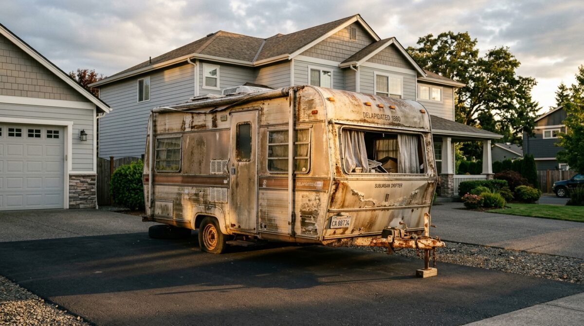 In-Laws Parked A Junk Camper In My Driveway For Months, So I Gave It Away To A Scrapper