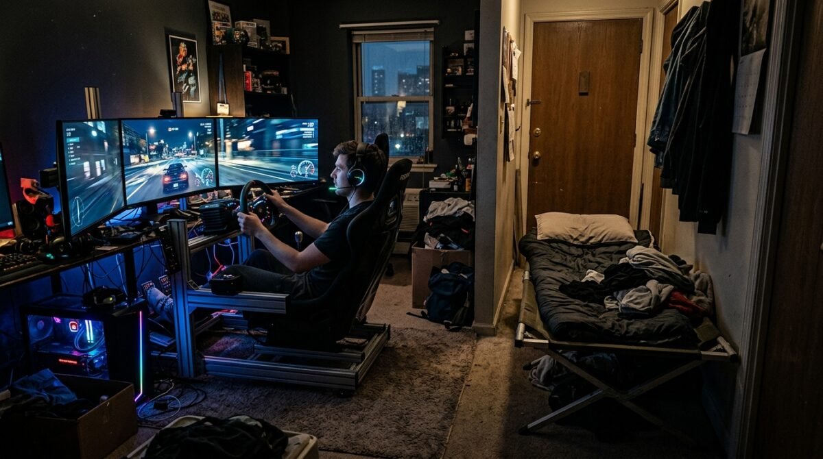 My Fiancé Insisted On Turning Our Studio's Only Sleeping Nook Into A Motion-Simulator Space While I Slept On A Foldable Cot
