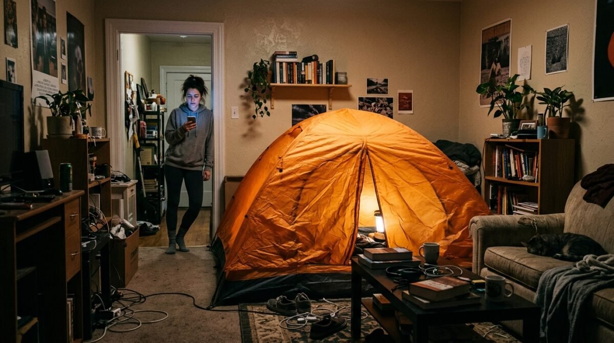 My Roommate Pitched A Camping Tent In Our Shared Living Room For Her Hinge Date, So I Called The Fire Marshal