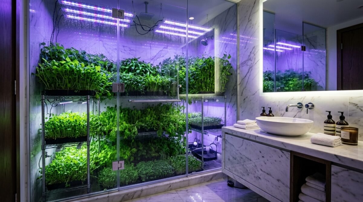 My Roommate Started A Commercial Microgreens Farm In Our Master Shower Enclosure So I Turned Off The Water Supply Valves